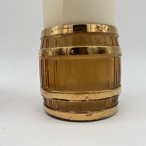 Vintage Imperial Glass Co Barrel Keg Glasses - Set of 2 Amber with Gold Details - Picture 4 of 24