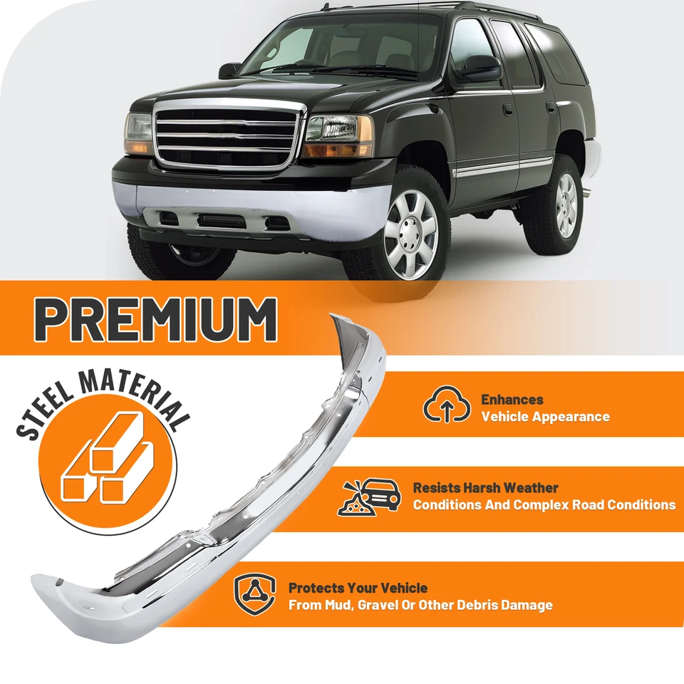 Chrome Front Bumper Face Bar For GMC Sierra 1500 2500 1999-2002 Yukon 2000-2006 Foto 2 de 4