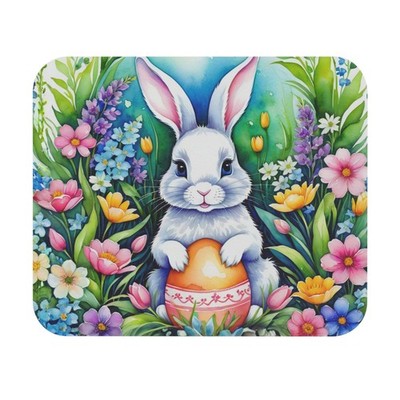 Easter Bunny Mouse Pad - Floral Spring Rabbit Design, Cute Desk Mat Gamer Pad