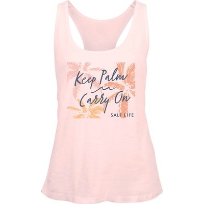 Salt Life Keep Palm Razorback Tank  Live Salty Saltlife Pink Adult L NWT