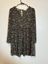 Society + Stitch Floral Babydoll Dress M Sheer Boho Dark Romance Indie Layering