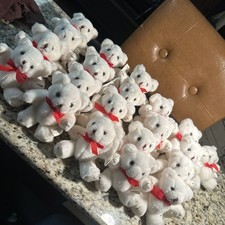 Vintage Christmas White Teddy Bears Plush Pose-able Jointed Lot of 21 5