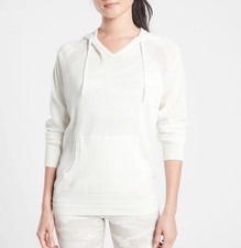 Athleta Evergreen Pullover Sweater Hoodie Dove White Size S 657814 Athleisure