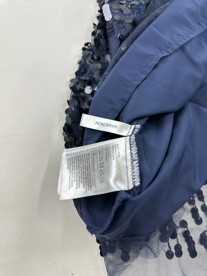 Vestido H&M Niñas 10 Lentejuelas Azules Superpuesto Vacaciones Cumpleaños Boda Foto 4 de 4