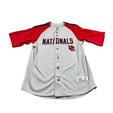 MLB Washington Nationals Baseball Jersey Athleisure Sports Gray Button Up M