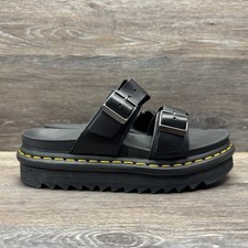 Dr Martens Myles Black Brando Leather Buckle Slide Sandal Womens Size 7