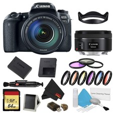 Canon EOS 77D DSLR Camera 18-135mm Lens Bundle w/ 9 Piece Filter Memory Kit