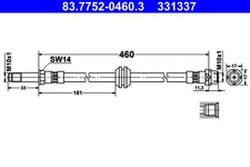 ATE 2x Bremsschlauch 83.7752-0460.3/2x für BMW 3er Touring E46 325 330