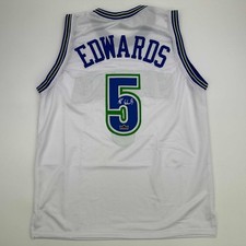 Facsimile Autographed Anthony Edwards Minnesota White Jersey Men's XL