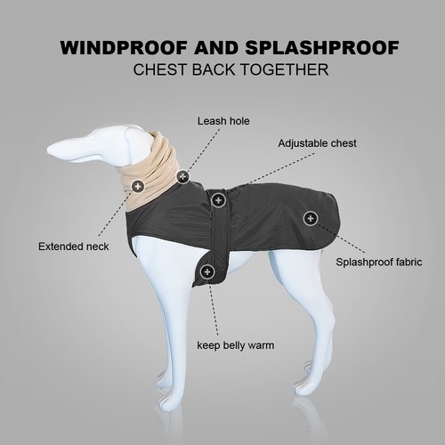 Abrigo Chaqueta Impermeable Forrada de Vellón Grande para Perro Ropa Cálida Galgo 5XL - Imagen 17 de 22