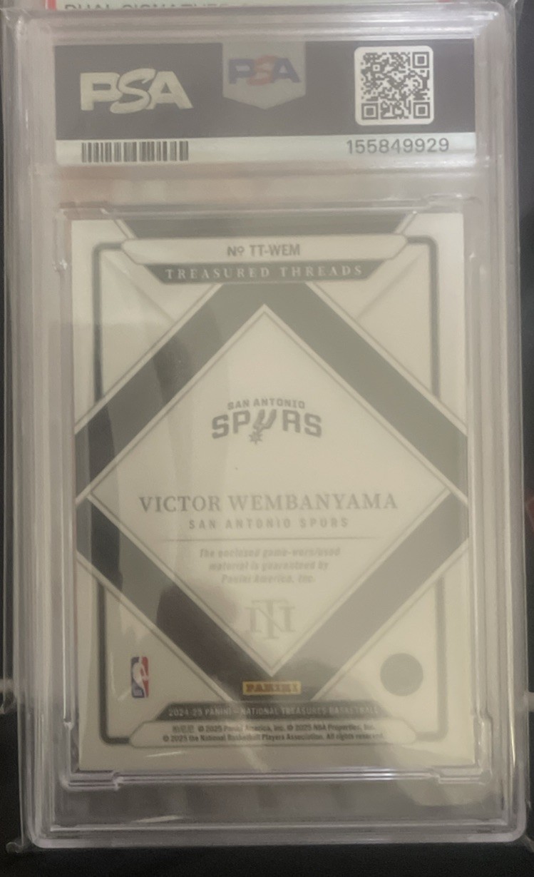 2024-25 National Treasures Victor Wembanyama Treasured Threads PSA 9 view 3