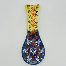 Talavera Pottery Spoon Rest Floral Hand Painted Mexico Kitchen Decor 10 Inch