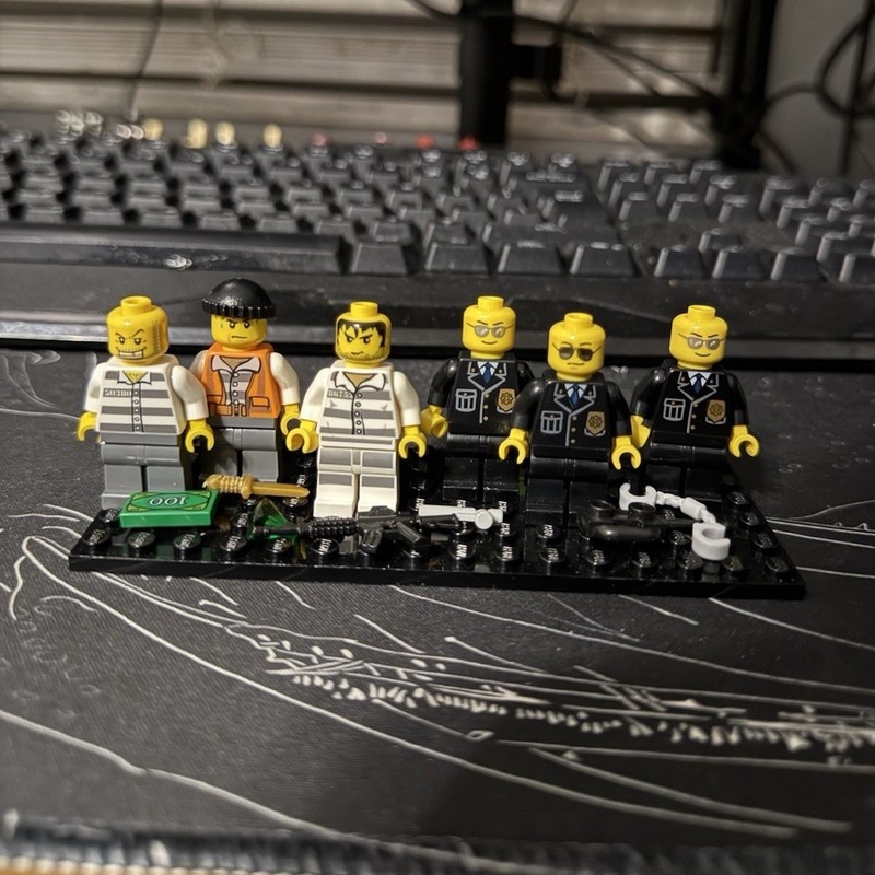 LEGO CITY Police Minifigures – Police Officer, Prisoner, Custom Accessories 