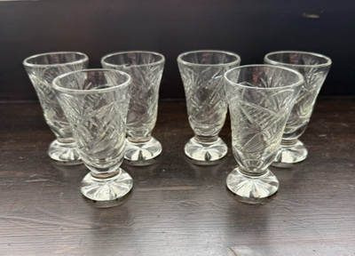 Shot Glasses with Fan Cut Pattern - Set of 6