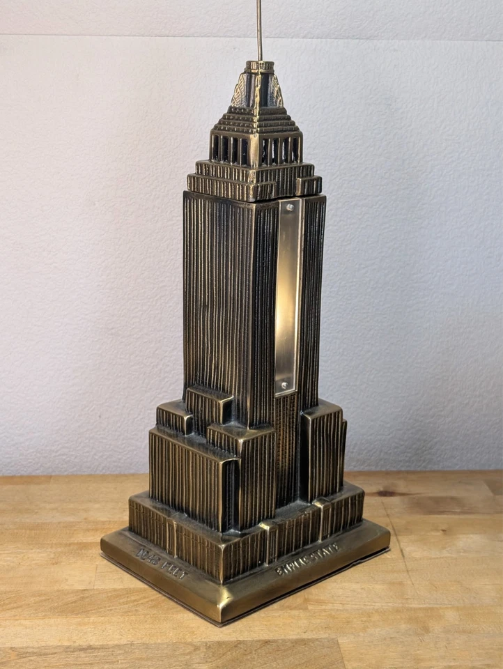 Vintage Sarsaparilla Art Deco Empire State Building Lamp Metal Sculpture 18" - Image 3 of 4