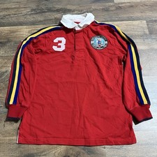 Polo Bear Ralph Lauren Button Shirt Youth Sz S Teddy Bear Red Winter Sports 1967