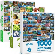 3 Pack 1000 Pieces Jigsaw Puzzles for Adults Landmarks Landscape Spirals Theme