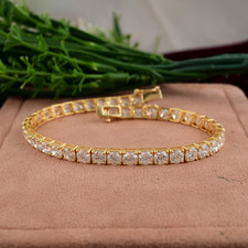 5.0 Karat Rundschliff Diamant Tennis Armband Damen 14k Gelbgold Jubiläum Gift