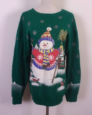 vintage 80s 90s Holiday Time Sweatshirt Busy Ugly Christmas Sweater Party USA XL