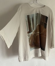 BNWT ZARA PRINTED SHORT SLEEVES BLOUSE SHIRT TOP SIZE:LARGE