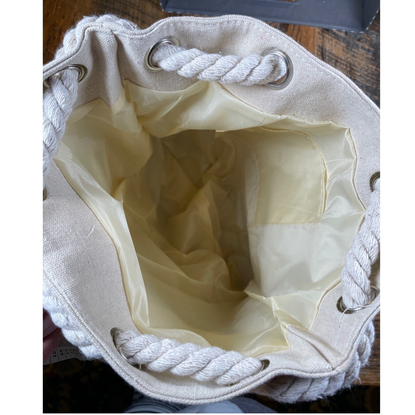 Nautical Anchor Canvas Drawstring Backpack Teal C… - image 4