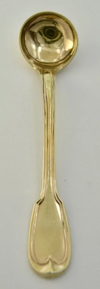 Antigua cuchara/cucharón francés de mostaza Vermeil de plata de ley con sello c.1800 Foto 3 de 4