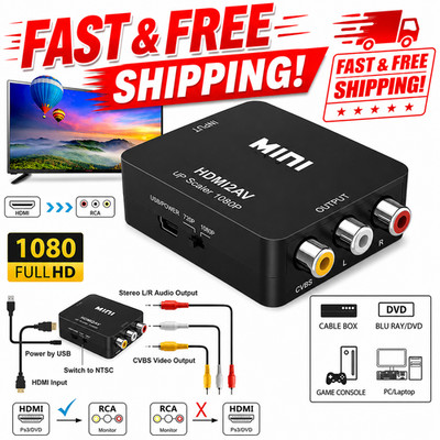 1080P HDMI to RCA AV CVBS 3RCA Video Audio Converter Adapter HDTV DVD TV