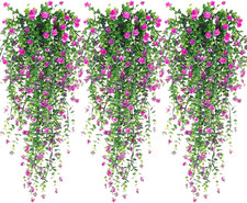 Artificial Hanging Flowers, 3 Pcs Fake Hanging Plants Artificial Vines for Outdo