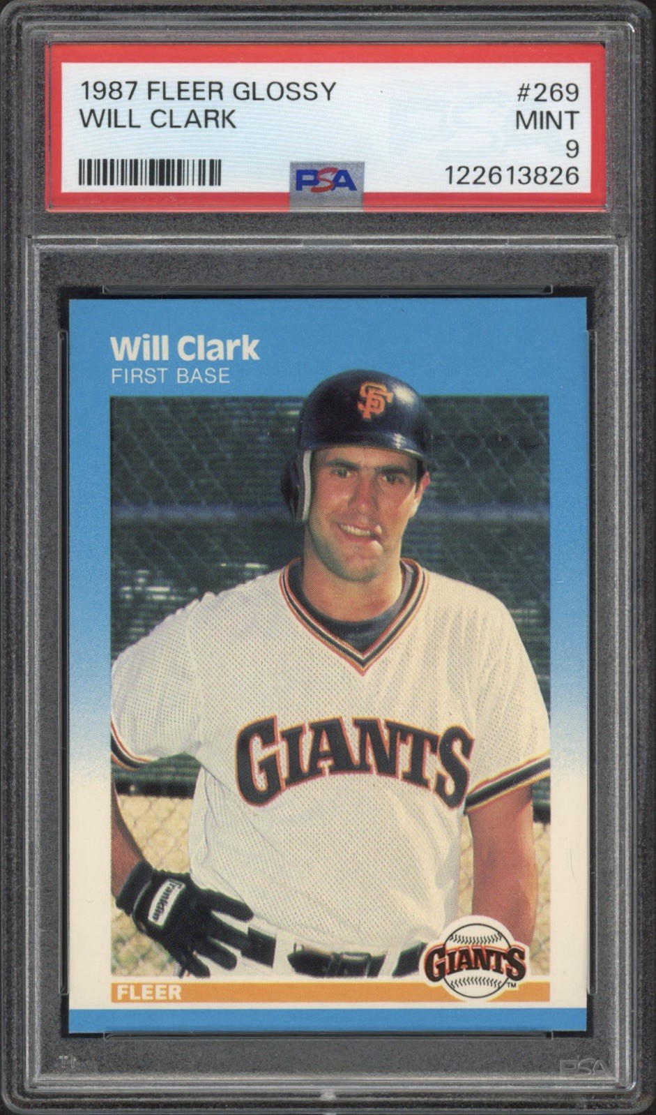 1987 Fleer Glossy Will Clark #269 PSA 9 Mint San Francisco Giants