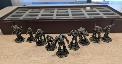 Battletech Lot (9 Piece +Case ) Painted Metal Figurines Unseen Ral Partha 1986