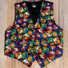 VTG Looney Tunes Vest unisex colorful Bugs Tweety Daffy Marvin S/M