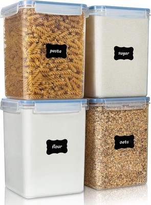 Vtopmart Airtight Food Storage Containers 5.2L 4 Pack BPA Free Canisters Blue