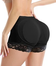 KIWI RATA Womens Butt Lifter Padded Lace Panties Enhancer Large, Black 