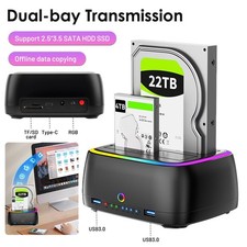 USB C 3.1 Hard Drive Docking Station 2 Bay for SSD HDD Duplicator Offline Copy