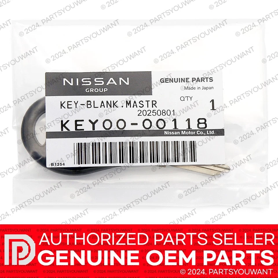 GENUINA Nissan 240SX 300ZX S13 S14 GTR OEM Llave maestra sin cortar en blanco LLAVE00-00118 Foto 2 de 3