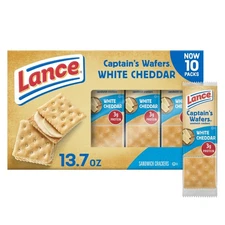 Lance Sandwich Crackers, Captain's Wafers White Cheddar, 10 Individual Packs, 6