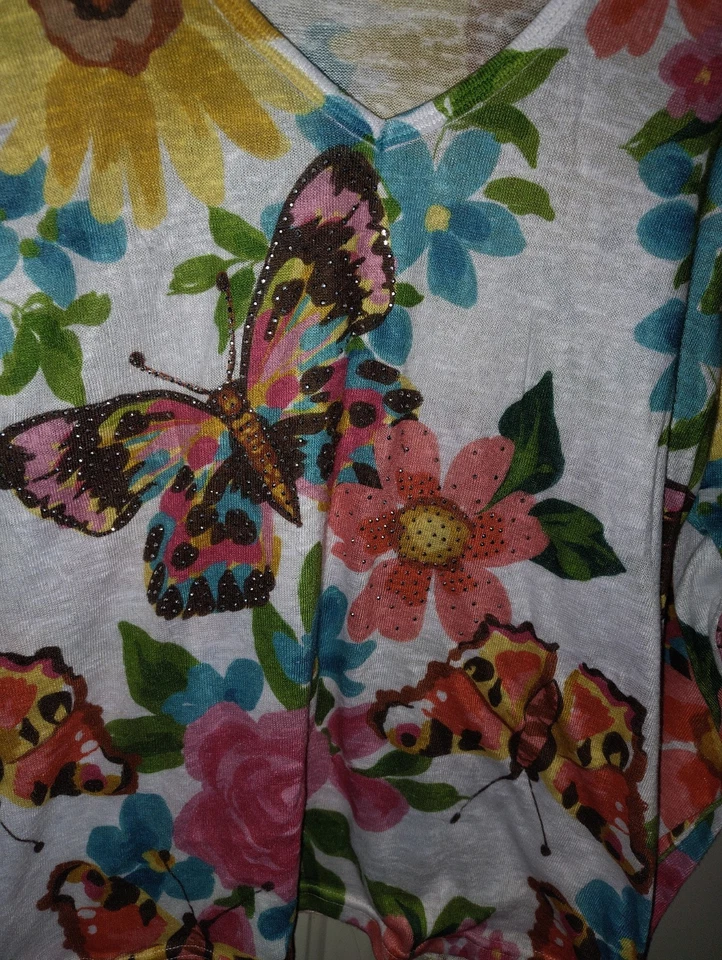 Milano женщин бабочка со стразами верхний L длинным рукавом полиэстер большой v-образным вырезом - Изображение 2 из 4