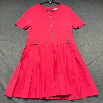 Michael Kors Women's Dress Size XL Pink Knit Short Sleeve Button Waist Casual