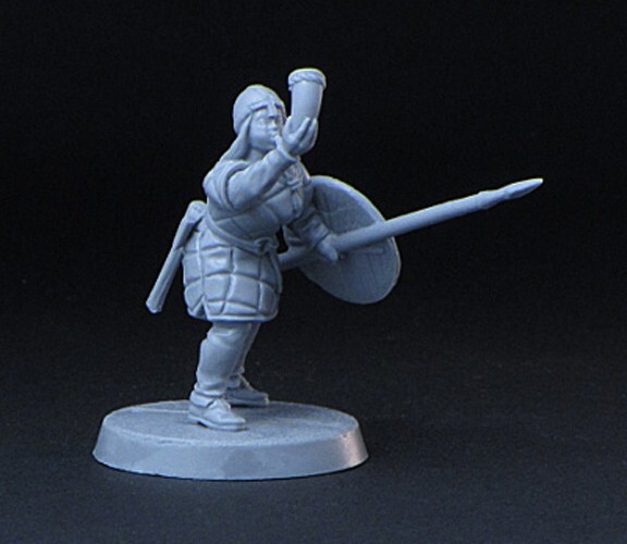 Figurine Viking Trumpeter Brother Vinni - Résine 28mm Pour Jeu SAGA, Non Peinte