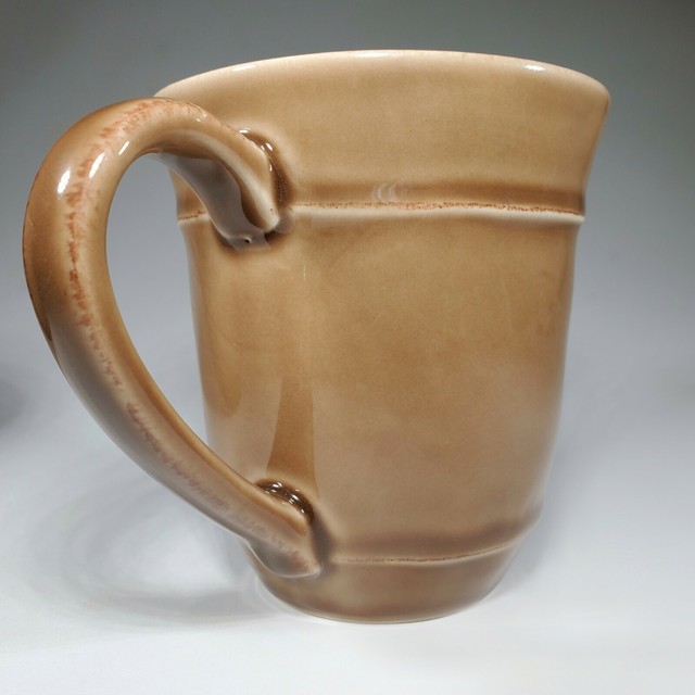 TWO Pottery Barn Cambria Brown Persimmon Hand Crafted Mugs Cups