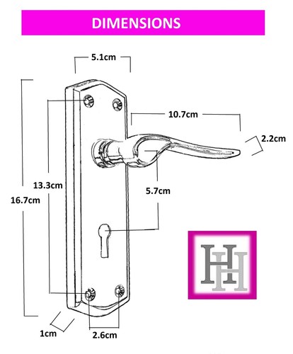 DOOR HANDLES Polished Chrome Lever Lock Stellar Interior Handle On Backplate - Picture 6 of 11