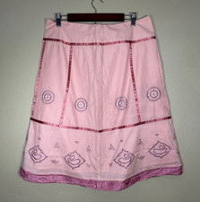 Rampage Pink Cotton Embroidered Skirt W 34"