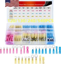 120/540x Heat Shrink Wire Connectors Electrical Ring Fork Spade Crimp Terminals