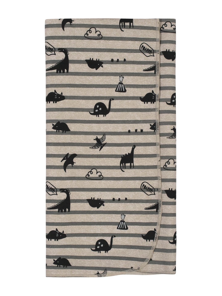 Paquete de 4 mantas de franela de algodón orgánico Gerber Baby Boys NUEVAS rayas Dino Foto 4 de 4