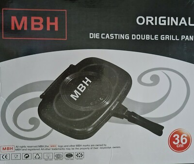 Druckguss Antihaft Grill Bratpfanne doppelseitig magnetische Griffe 36 cm