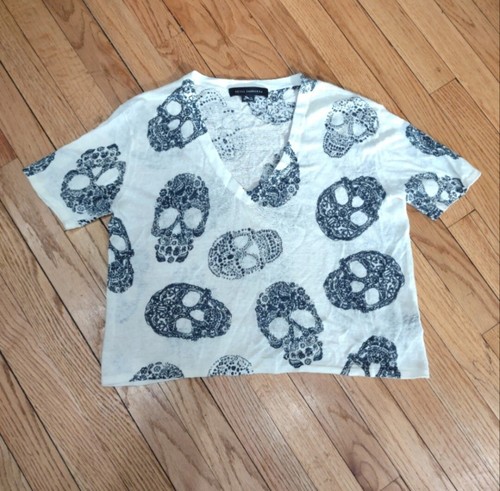 Skull Cashmere Rima skull day of the dead linen relaxed fit tee shirt xs $198 - Picture 3 of 8