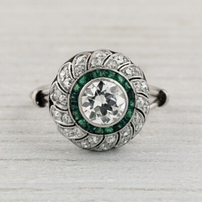 1.75Ct Round Simulated Diamond Vintage Style Art Deco Ring 14k White Gold Plated