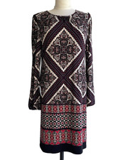 TOMMY HILFIGER Paisley sheath Dress Women's Sz 10 Black RedShift Classic Career