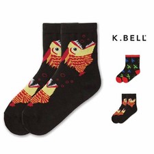 K. Bell Kids 1 Pack Fun Novelty Cool Printed Design Crew Socks Sock Size 6-8.5 