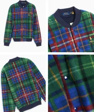 Polo Ralph Lauren Plaid Fleece Baseball Jacket Blouson Bomber XL